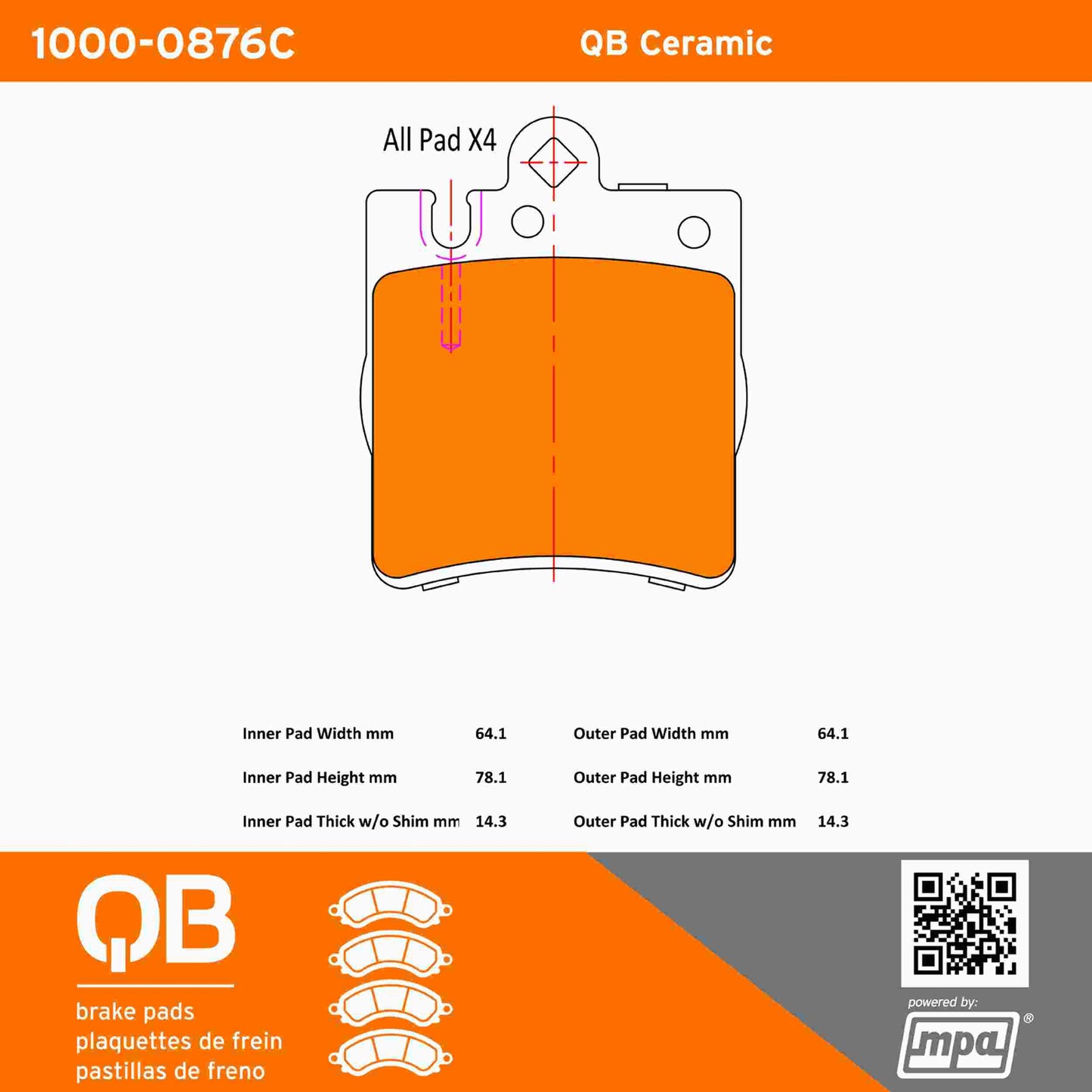 Quality-Built QB Ceramic Brake Pads 1000-0876C