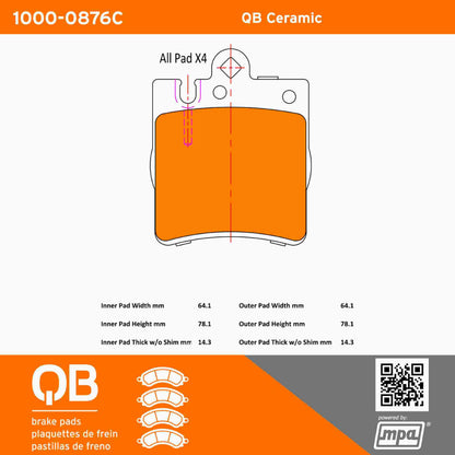 Quality-Built QB Ceramic Brake Pads 1000-0876C