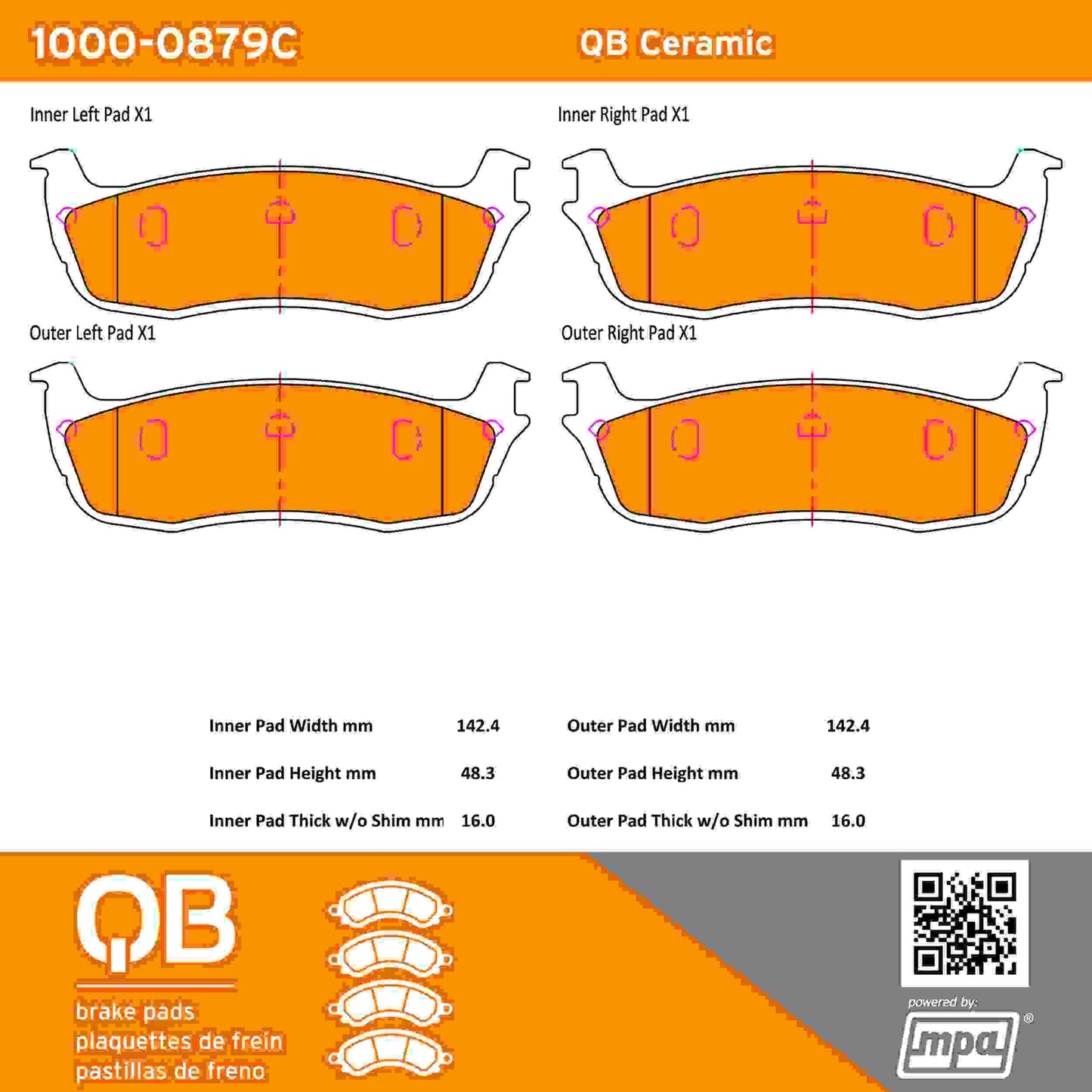 Quality-Built QB Ceramic Brake Pads 1000-0879C