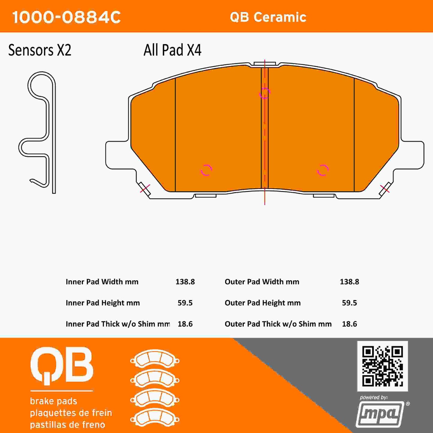 Quality-Built QB Ceramic Brake Pads 1000-0884C