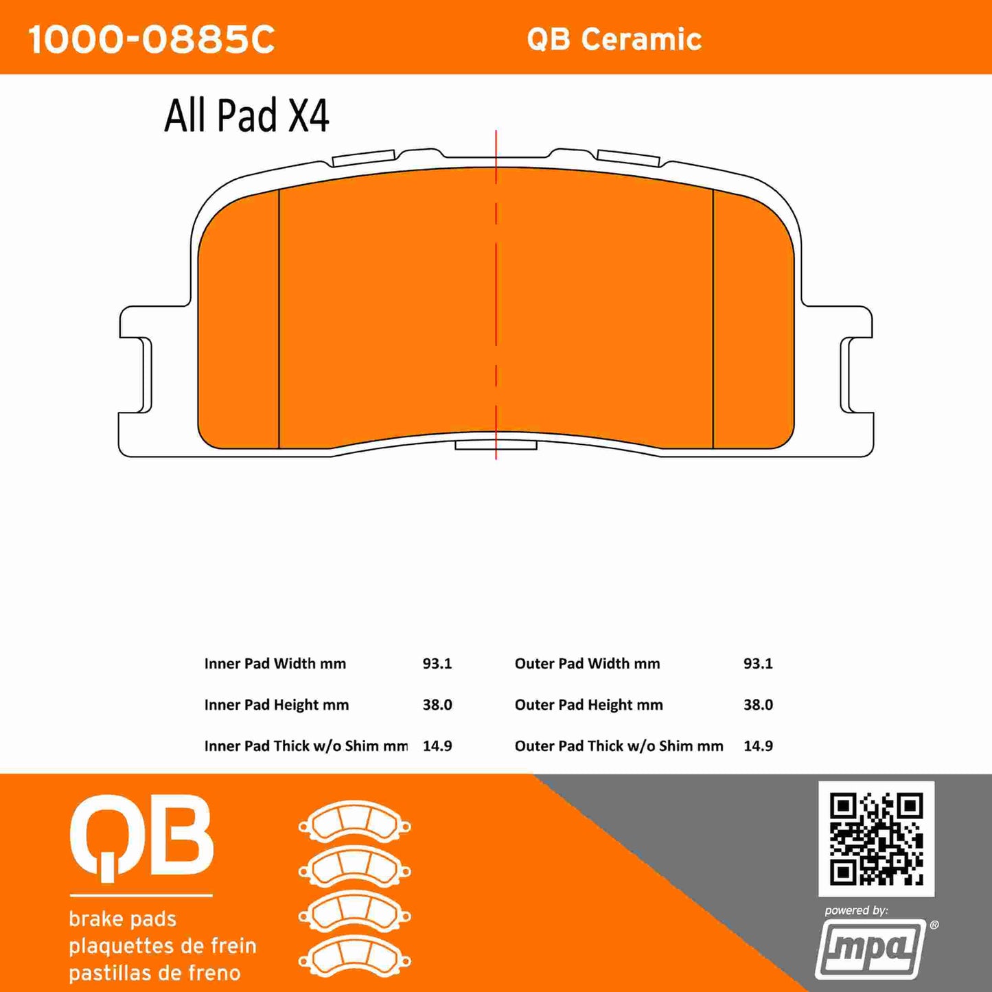 Quality-Built QB Ceramic Brake Pads 1000-0885C
