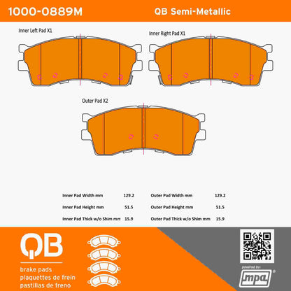Quality-Built QB Semi-Metallic Brake Pads 1000-0889M
