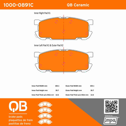 Quality-Built QB Ceramic Brake Pads 1000-0891C