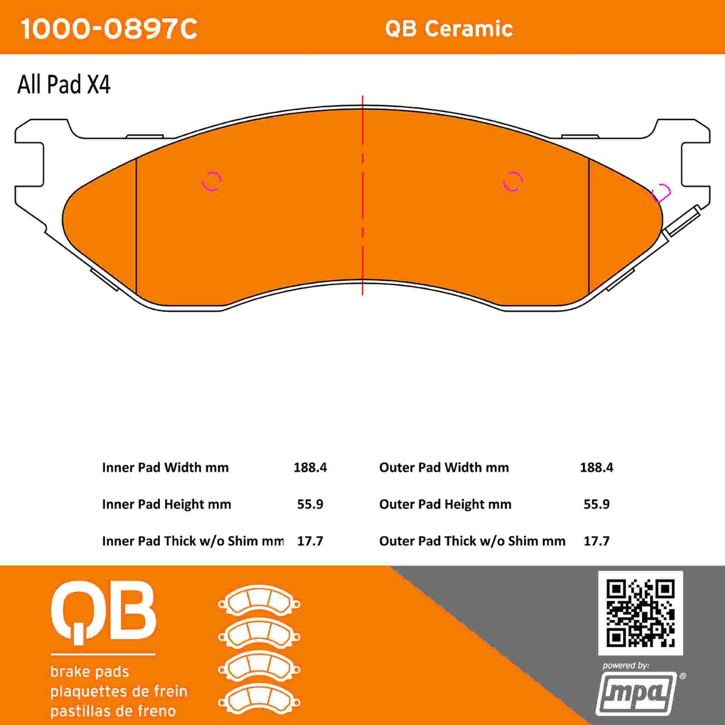 Quality-Built QB Ceramic Brake Pads 1000-0897C