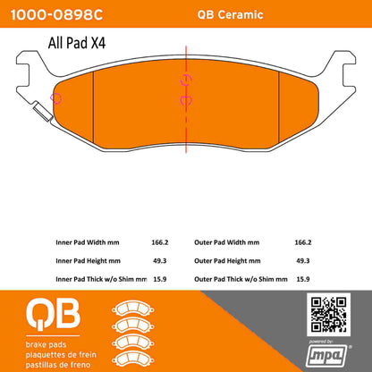 Quality-Built QB Ceramic Brake Pads 1000-0898C