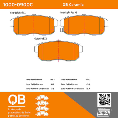 Quality-Built QB Ceramic Brake Pads 1000-0900C