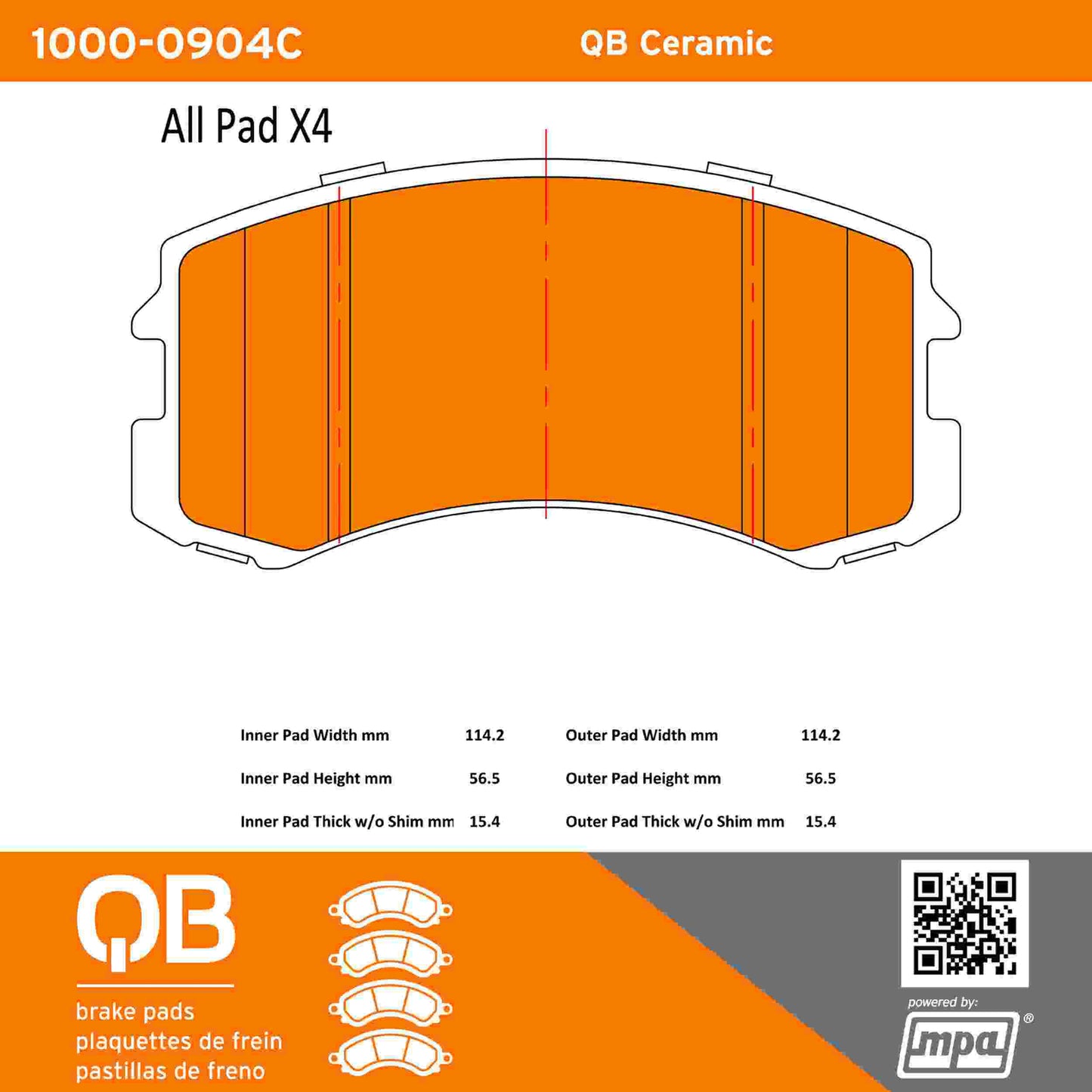 Quality-Built QB Ceramic Brake Pads 1000-0904C