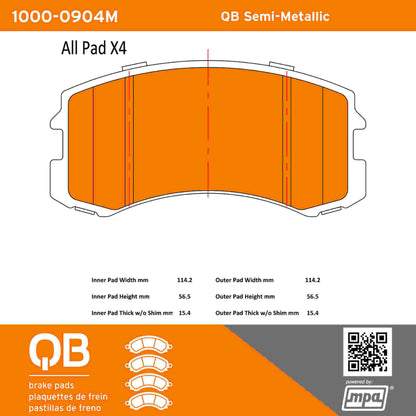 Quality-Built QB Semi-Metallic Brake Pads 1000-0904M