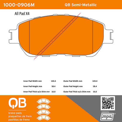 Quality-Built QB Semi-Metallic Brake Pads 1000-0906M