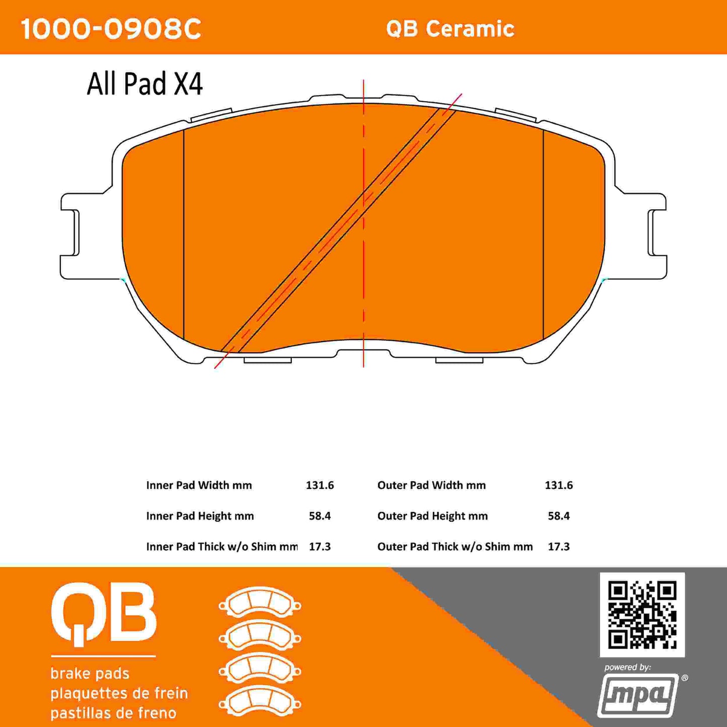 Quality-Built QB Ceramic Brake Pads 1000-0908C