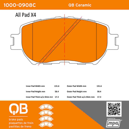 Quality-Built QB Ceramic Brake Pads 1000-0908C