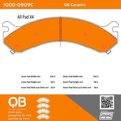 Quality-Built QB Ceramic Brake Pads 1000-0909C