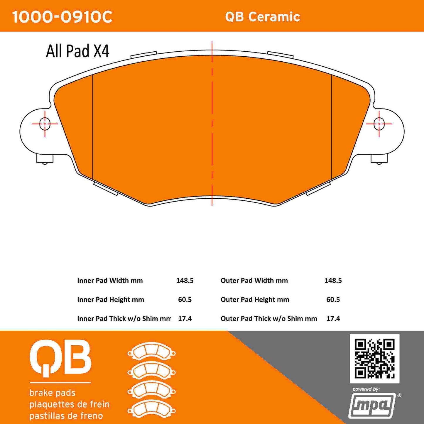 Quality-Built QB Ceramic Brake Pads 1000-0910C