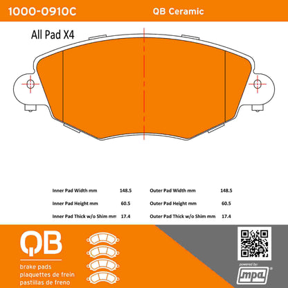 Quality-Built QB Ceramic Brake Pads 1000-0910C