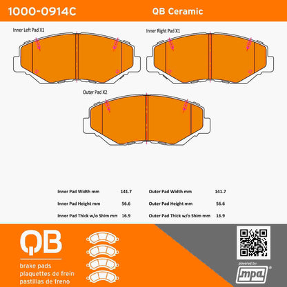 Quality-Built QB Ceramic Brake Pads 1000-0914C