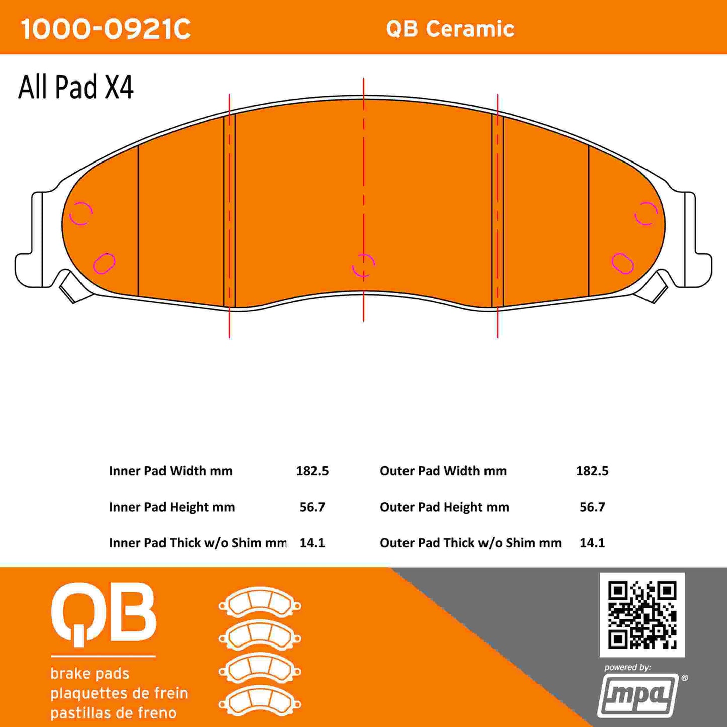 Quality-Built QB Ceramic Brake Pads 1000-0921C