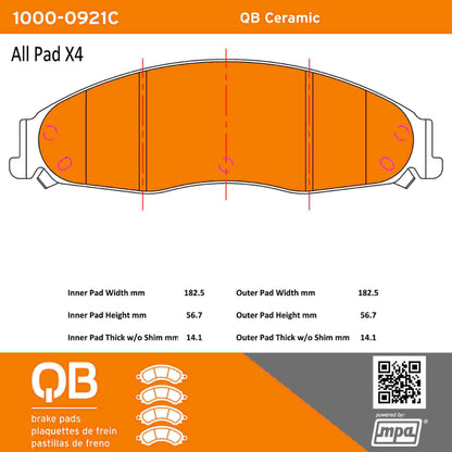 Quality-Built QB Ceramic Brake Pads 1000-0921C