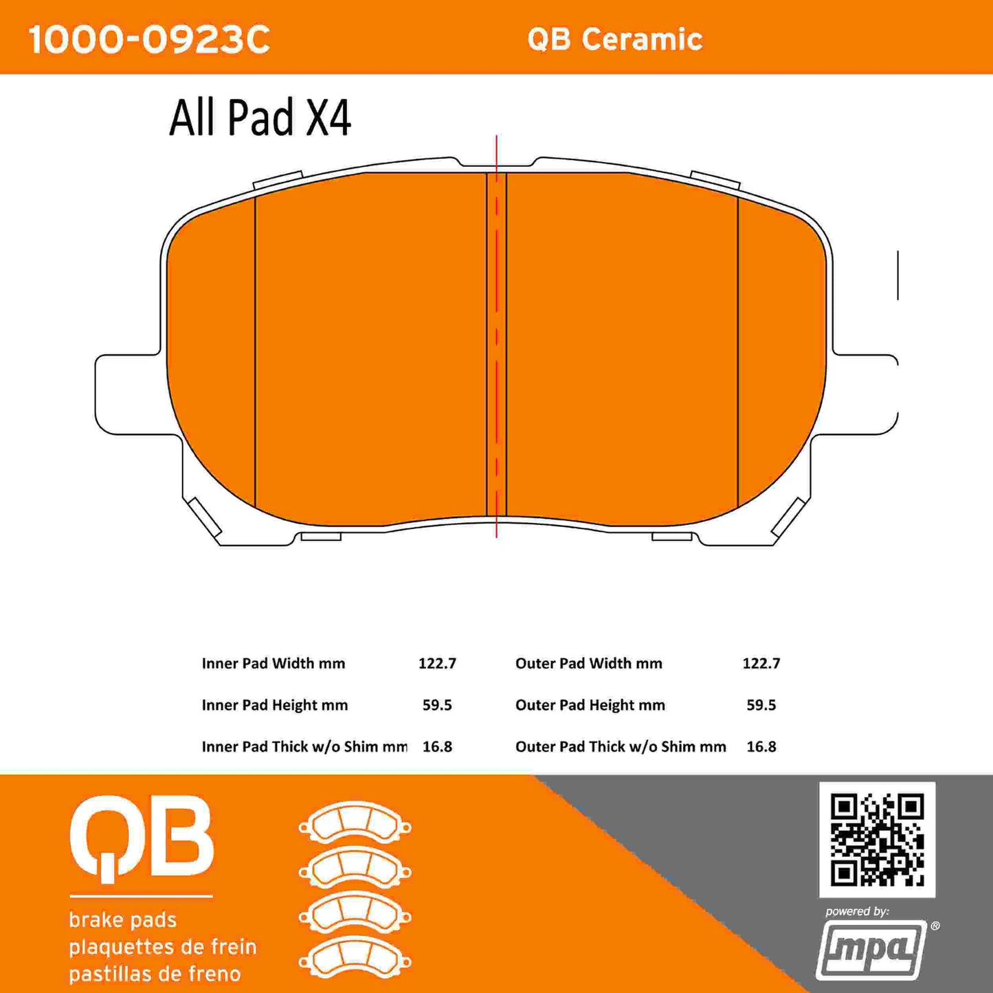 Quality-Built QB Ceramic Brake Pads 1000-0923C