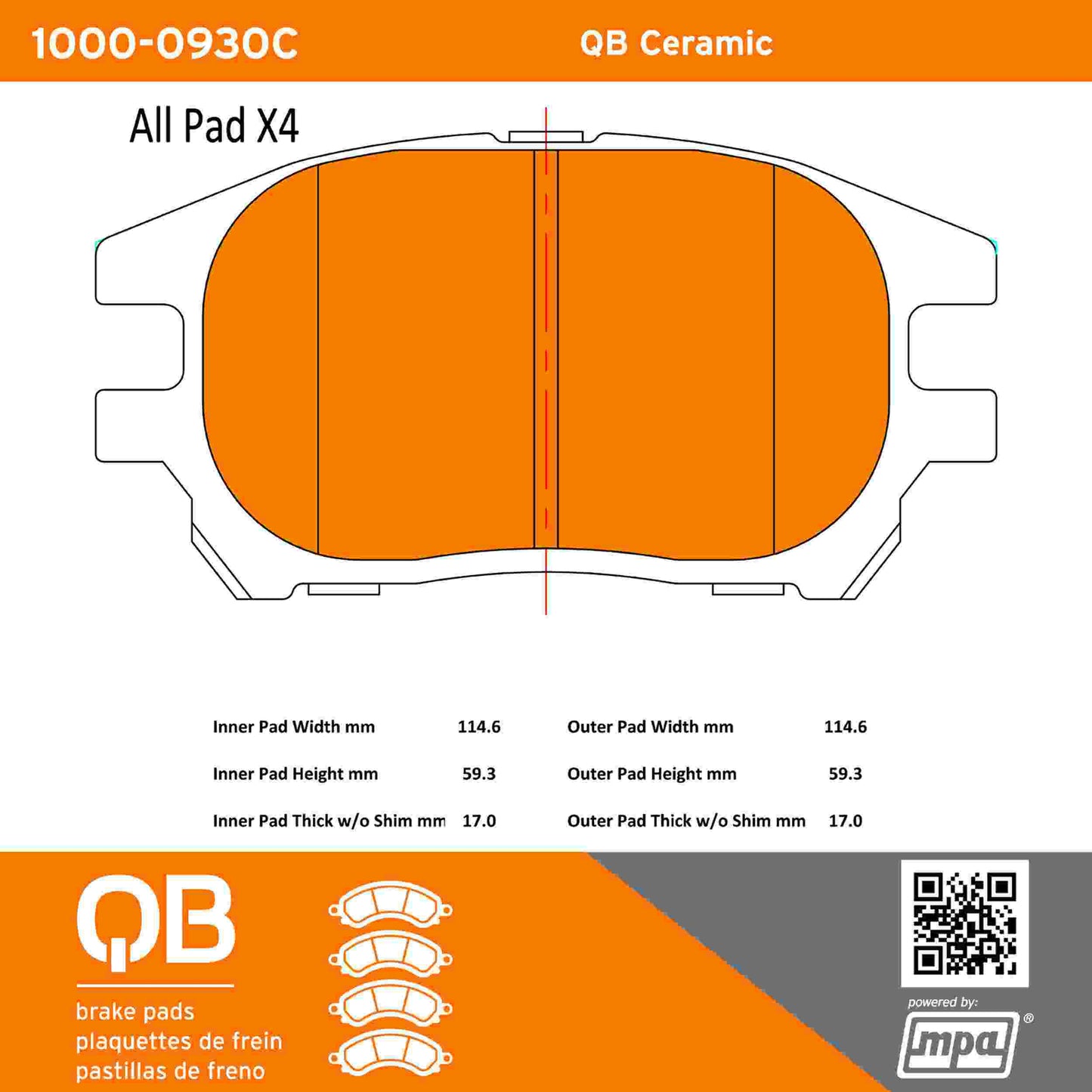 Quality-Built QB Ceramic Brake Pads 1000-0930C