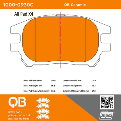 Quality-Built QB Ceramic Brake Pads 1000-0930C