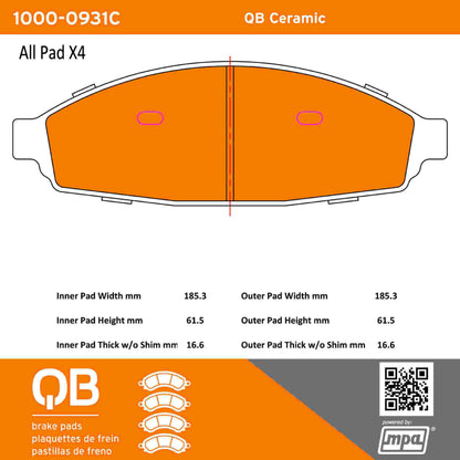 Quality-Built QB Ceramic Brake Pads 1000-0931C