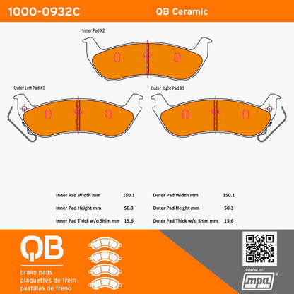 Quality-Built QB Ceramic Brake Pads 1000-0932C