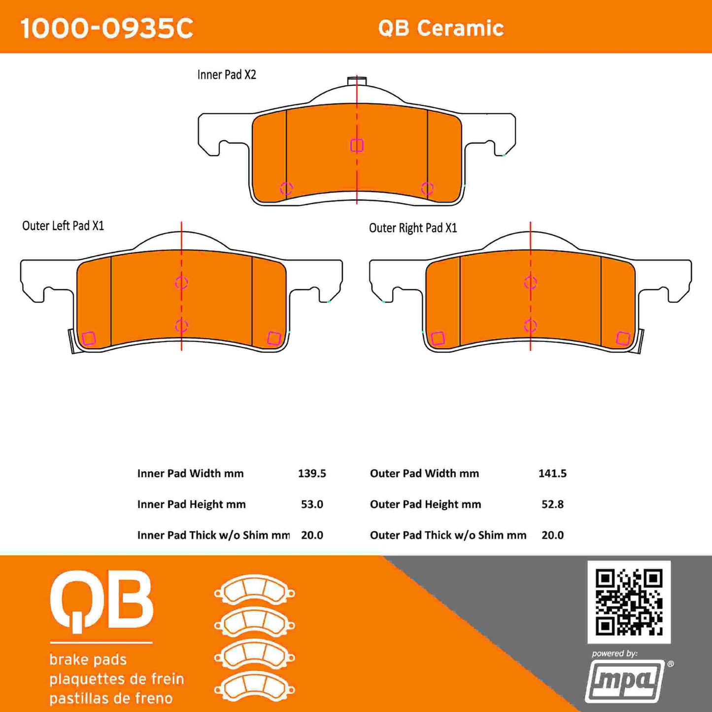 Quality-Built QB Ceramic Brake Pads 1000-0935C