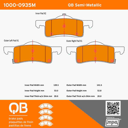 Quality-Built QB Semi-Metallic Brake Pads 1000-0935M