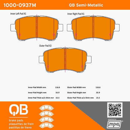 Quality-Built QB Semi-Metallic Brake Pads 1000-0937M