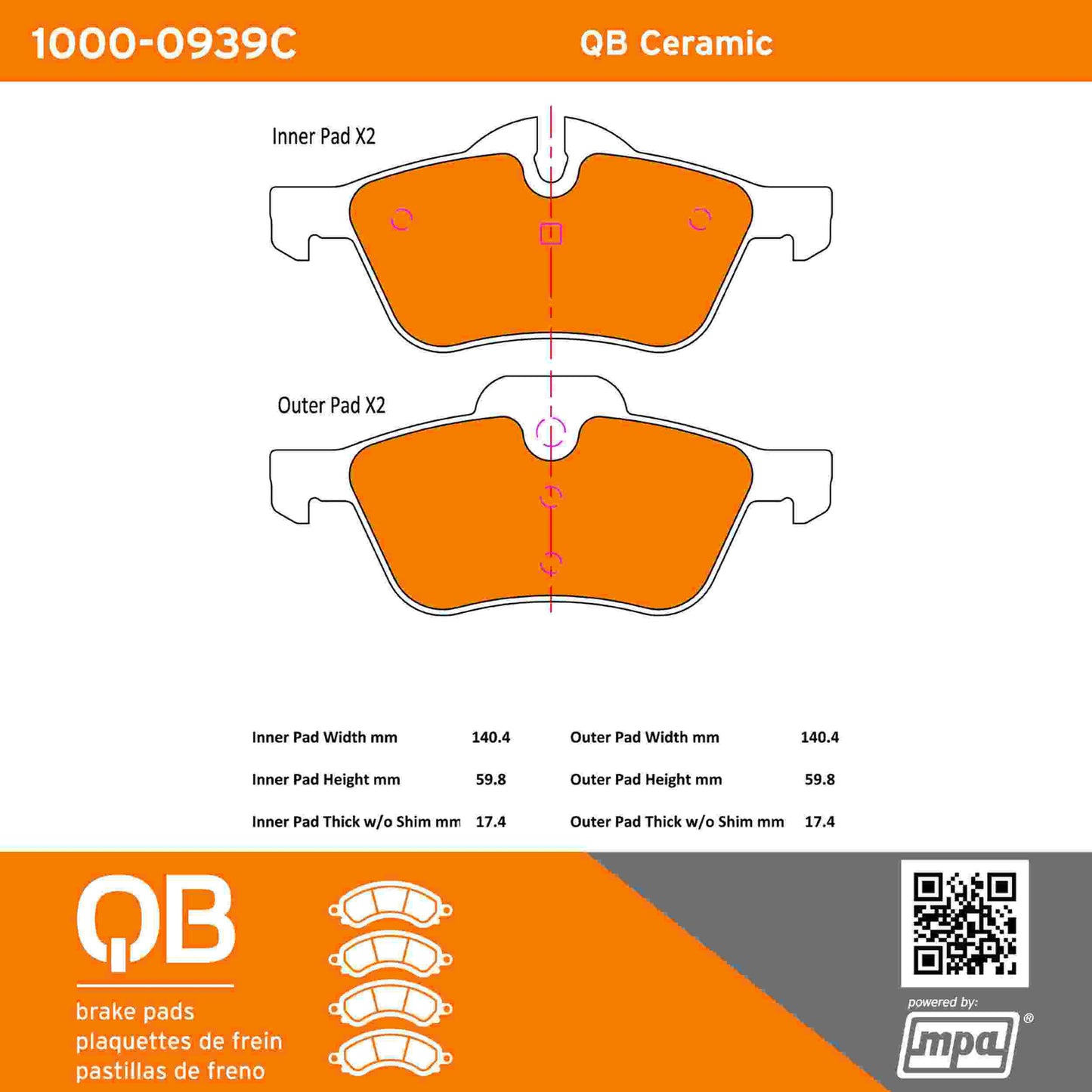 Quality-Built QB Ceramic Brake Pads 1000-0939C