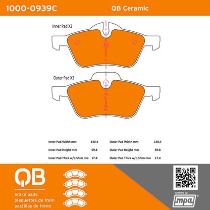 Quality-Built QB Ceramic Brake Pads 1000-0939C