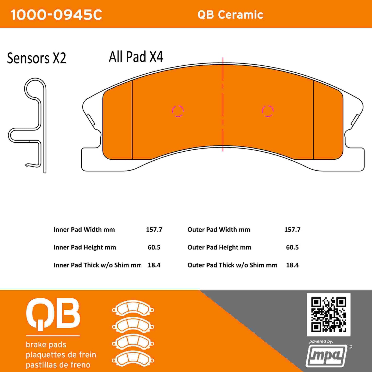 Quality-Built QB Ceramic Brake Pads 1000-0945C