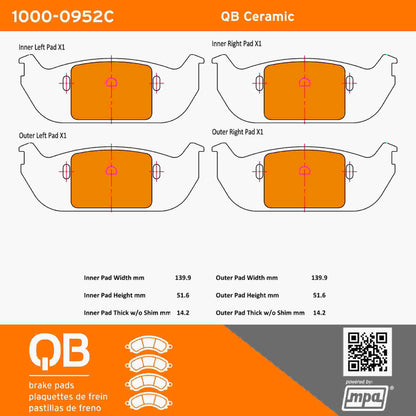 Quality-Built QB Ceramic Brake Pads 1000-0952C