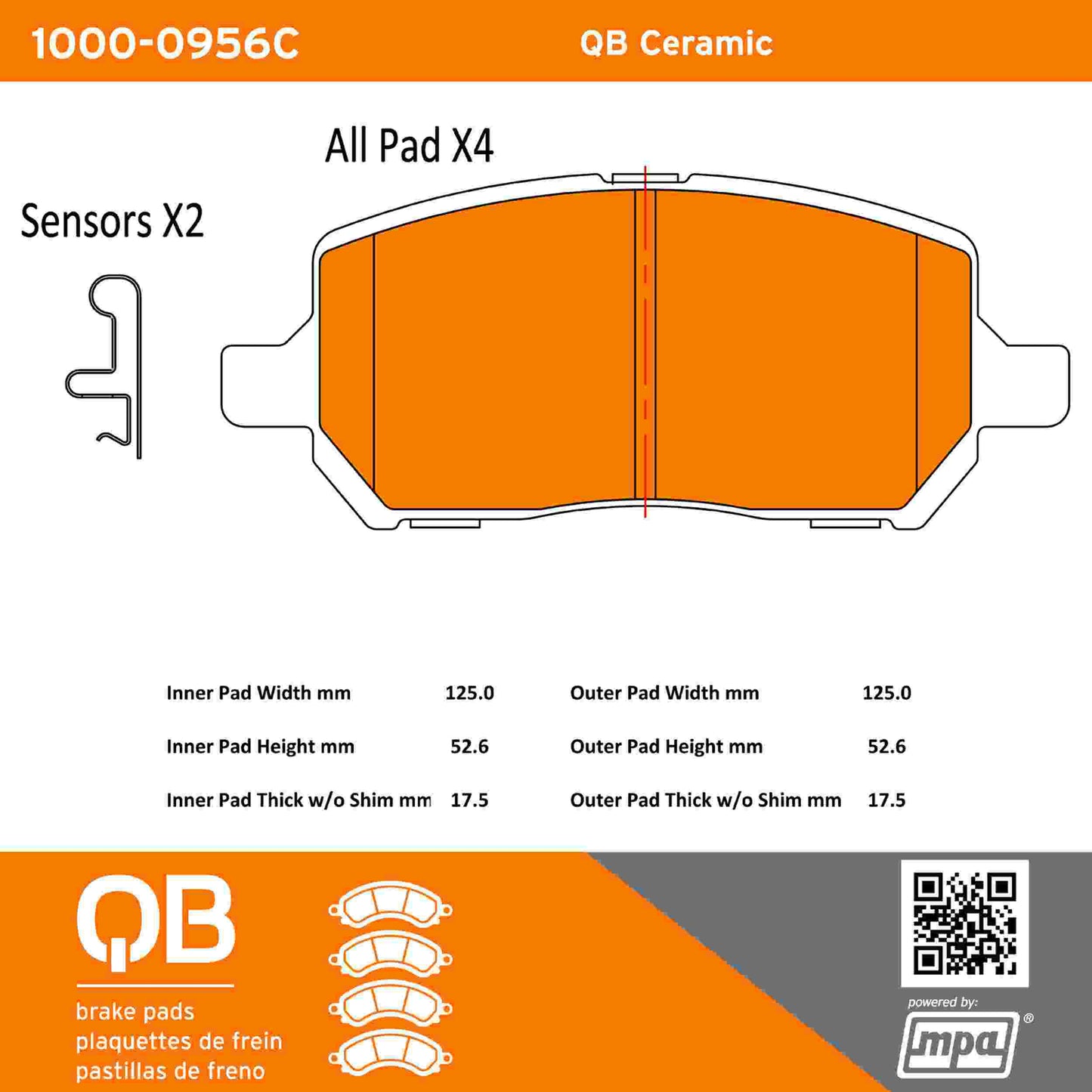 Quality-Built QB Ceramic Brake Pads 1000-0956C