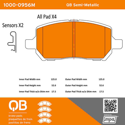 Quality-Built QB Semi-Metallic Brake Pads 1000-0956M