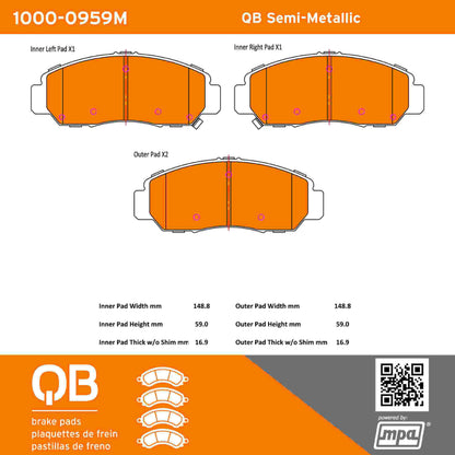 Quality-Built QB Semi-Metallic Brake Pads 1000-0959M
