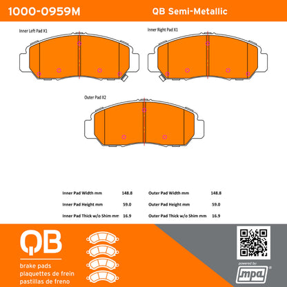 Quality-Built QB Semi-Metallic Brake Pads 1000-0959M
