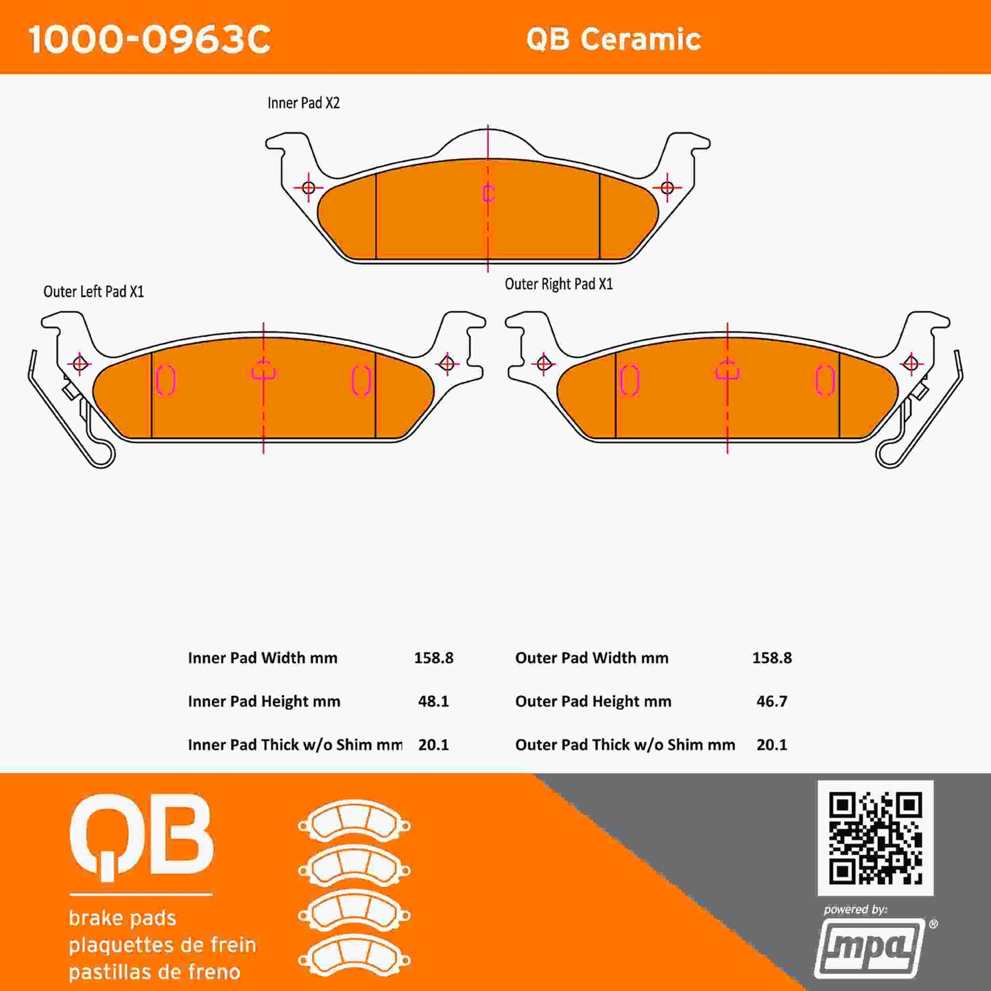 Quality-Built QB Ceramic Brake Pads 1000-0963C