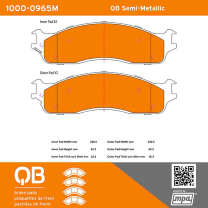 Quality-Built QB Semi-Metallic Brake Pads 1000-0965M