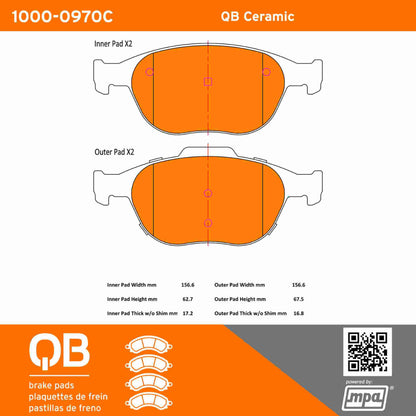Quality-Built QB Ceramic Brake Pads 1000-0970C