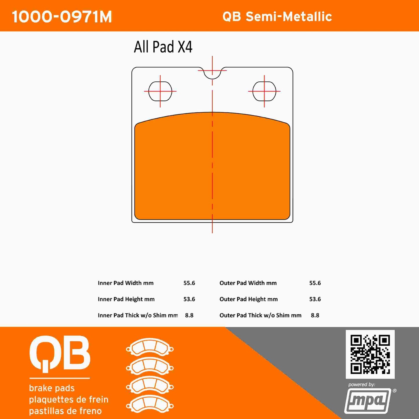 Quality-Built QB Semi-Metallic Brake Pads 1000-0971M