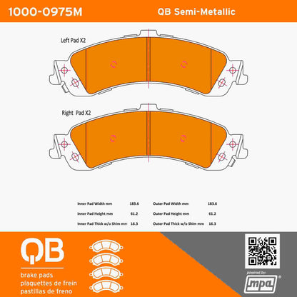 Quality-Built QB Semi-Metallic Brake Pads 1000-0975M