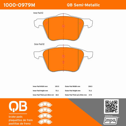 Quality-Built QB Semi-Metallic Brake Pads 1000-0979M