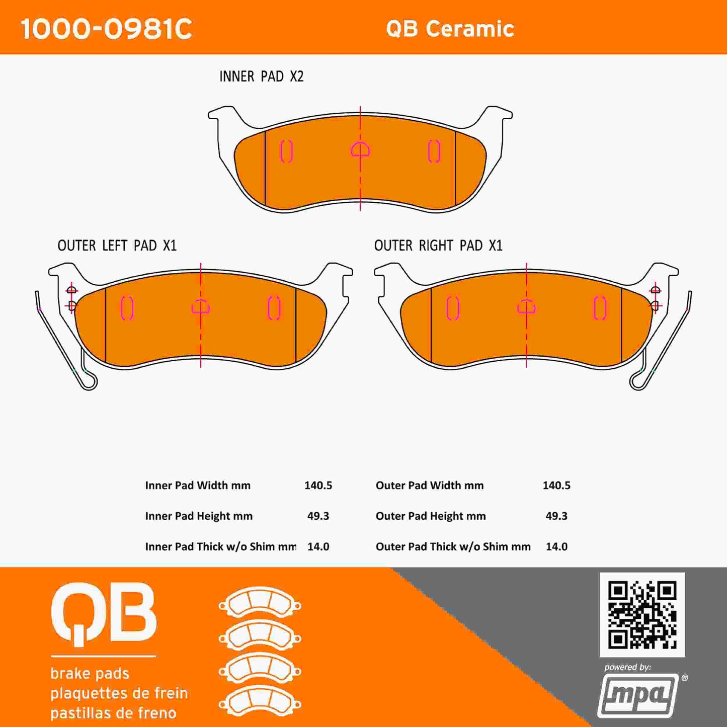 Quality-Built QB Ceramic Brake Pads 1000-0981C