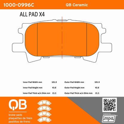 Quality-Built QB Ceramic Brake Pads 1000-0996C