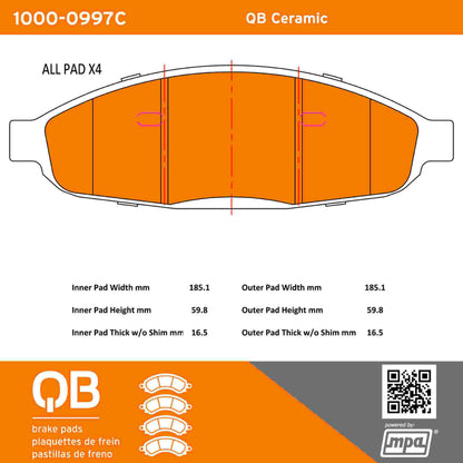 Quality-Built QB Ceramic Brake Pads 1000-0997C
