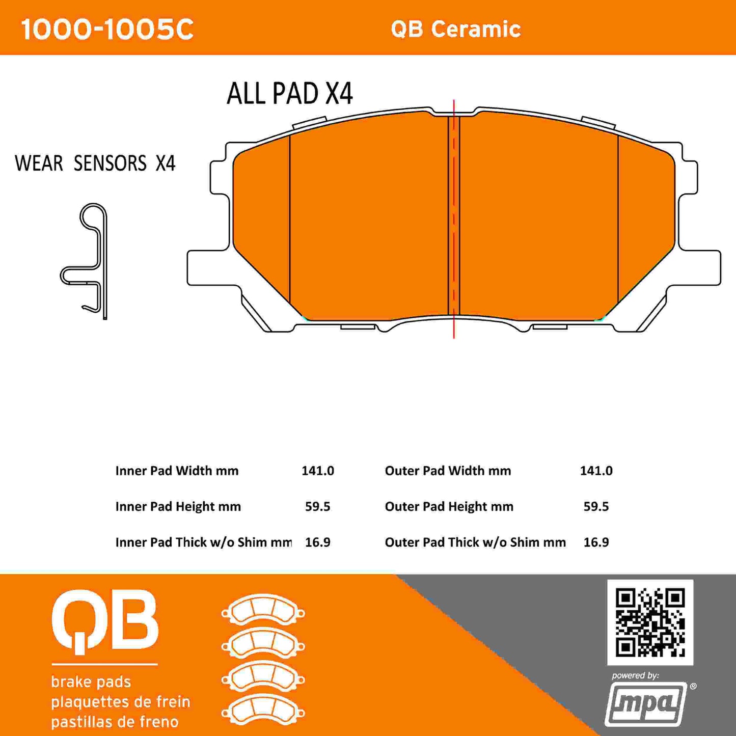 Quality-Built QB Ceramic Brake Pads 1000-1005C