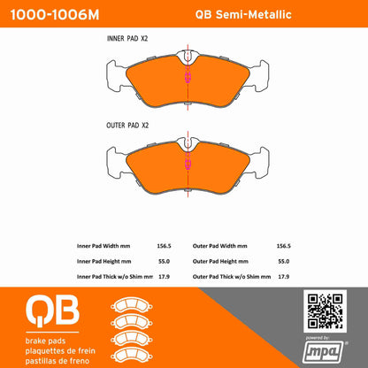 Quality-Built QB Semi-Metallic Brake Pads 1000-1006M