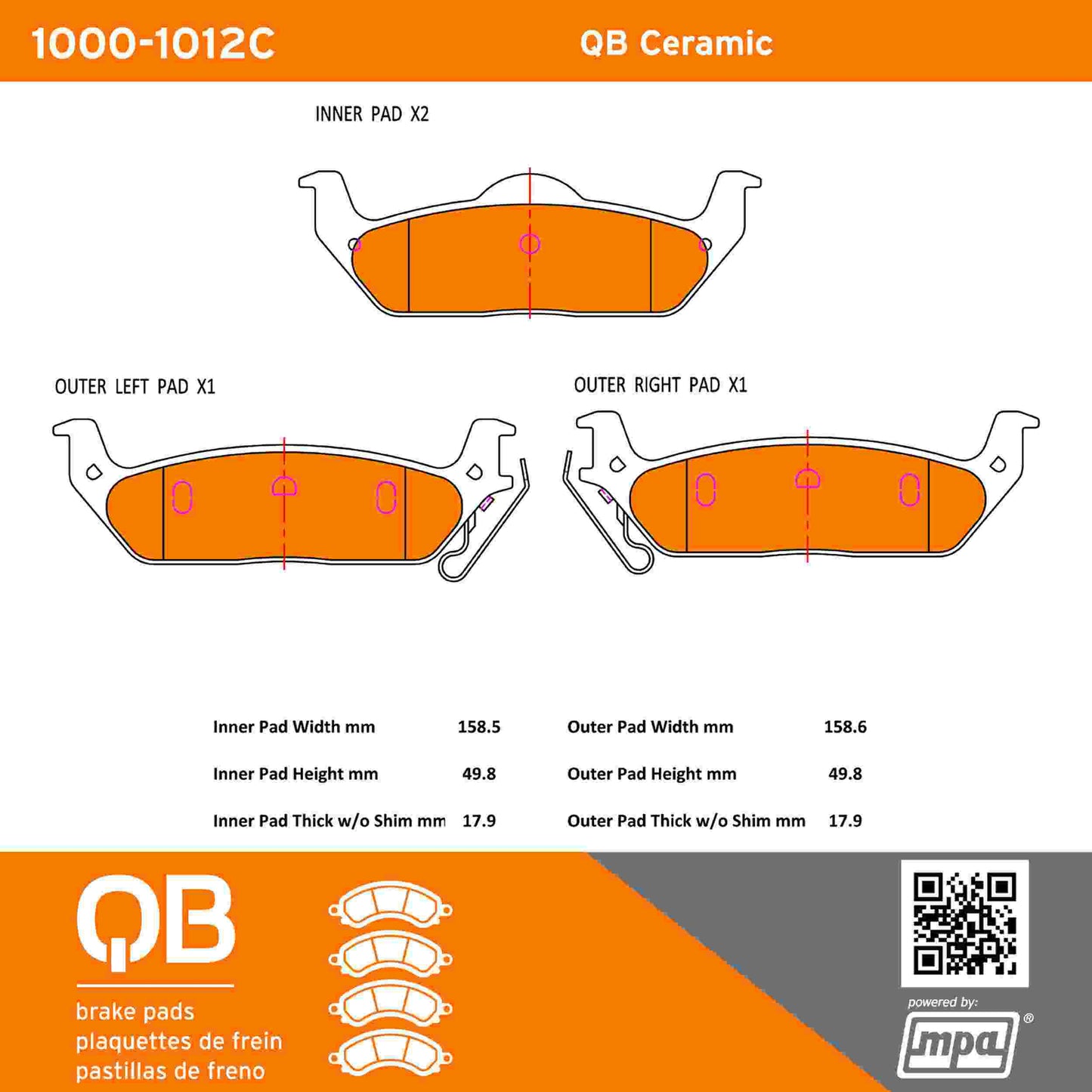 Quality-Built QB Ceramic Brake Pads 1000-1012C