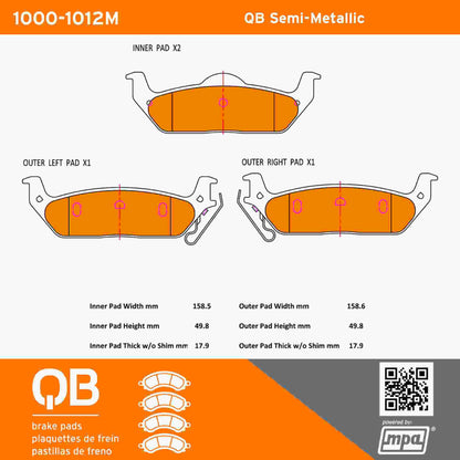 Quality-Built QB Semi-Metallic Brake Pads 1000-1012M
